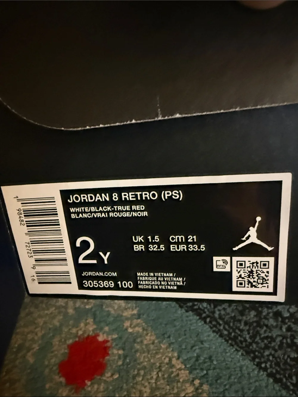 Jordan 8’s Kids White/Black/Red Retro Sneakers